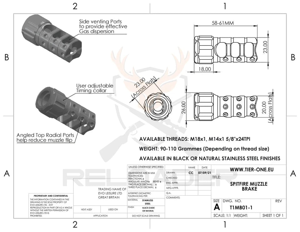 TierOne Spitfire Plinska kočnica M18x1