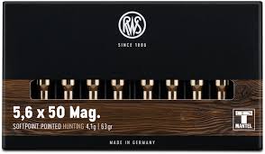 Karabinsko RWS 5.6x50 Mag. Softpoint pointed 4.1g / 63grs.