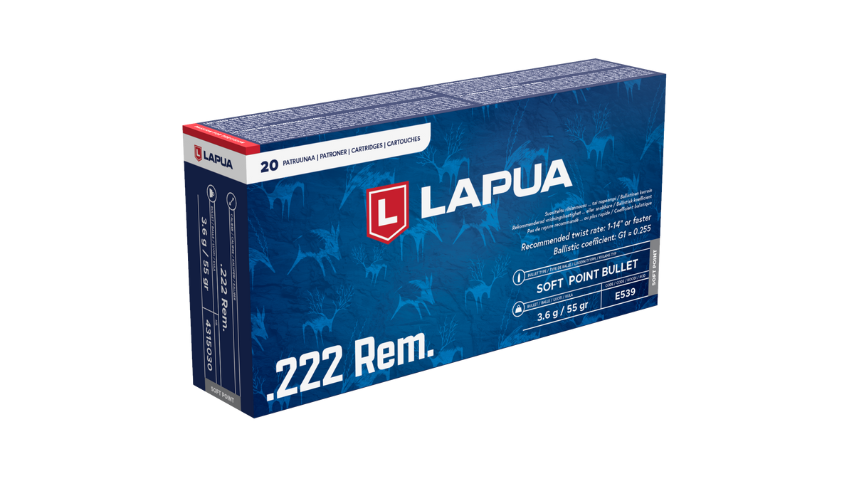Karabinsko Lapua kal.222 Rem. Softpoint 55grs./3.6g.