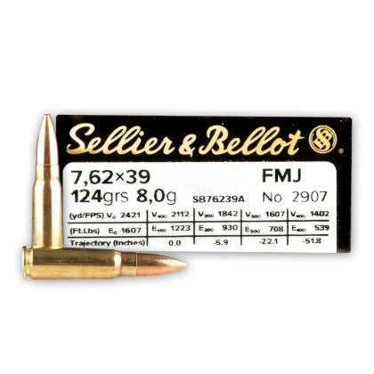 Karabinsko S&B kal.7.62x39 FMJ 8.0g.