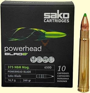 Karabinsko Sako .kal 375 H&H Mag. Powerhead 260grs./16.9g.